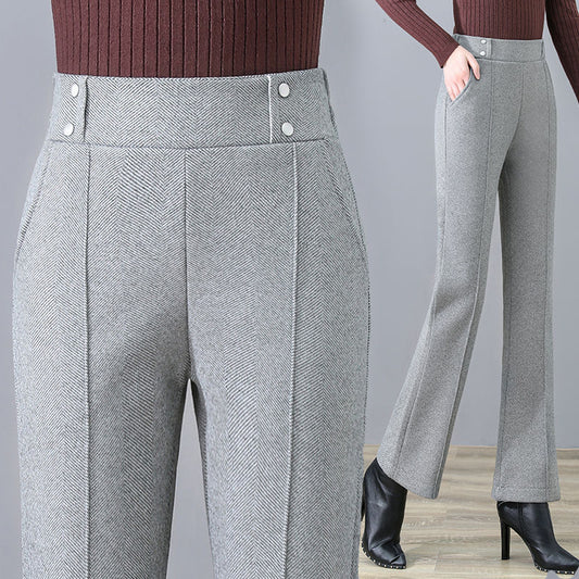 Woolen Bell-bottom Pants Women&#039;s Autumn Drape High Waist Slimming All-match Micro-launched Casual Pants Women&#039;s Trousers