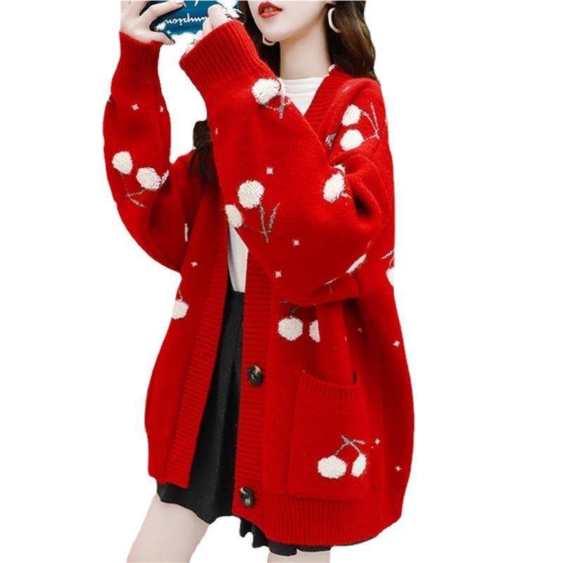 Sweater Women's Autumn And Winter New 2021 Knitted Cardigan Women's Loose Sweet Internet Popular All-match Lazy Style Women's Coat Trendy