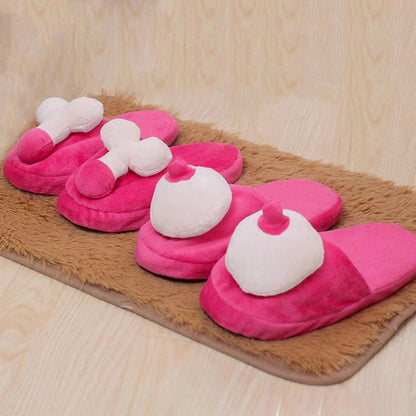 Creative Funny Shape Cotton Slippers Sexy Fun Plush Flat Slippers