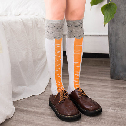 New Stockings Over The Knee Long Tube Lolita Stockings Knitted Chicken Feet Socks JK Long Happy Socks