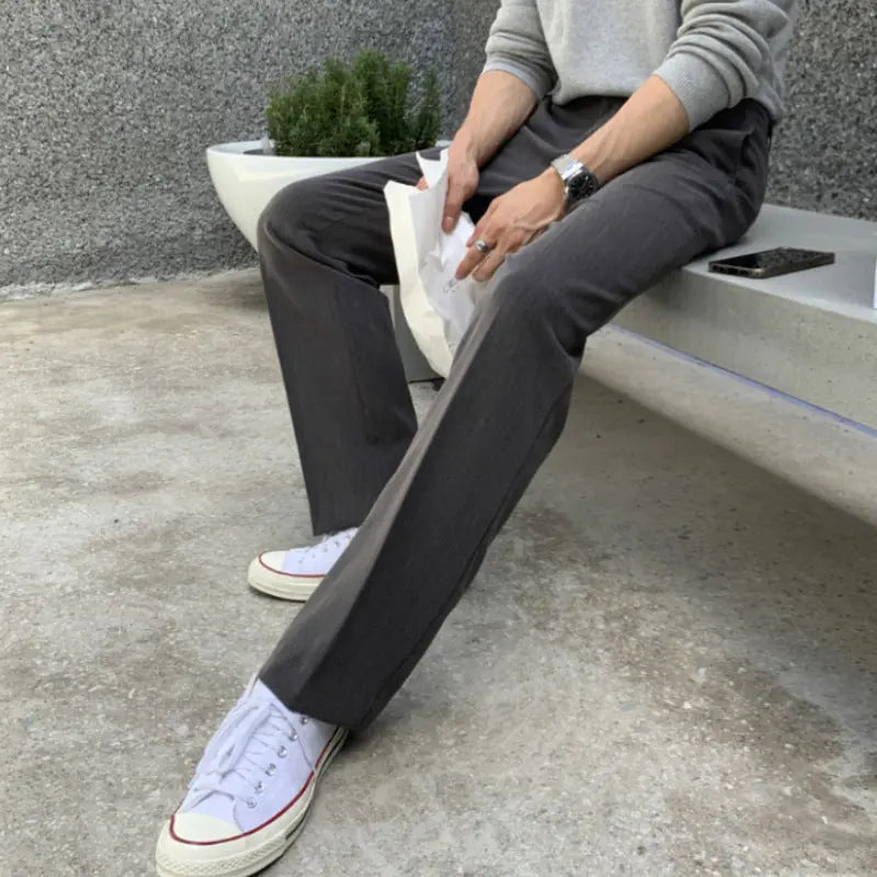 ASCLO Spring And Autumn New Small Trousers Men's Loose Casual Pants Korean Style Trendy Slim-fit Slimming All-match Straight Trousers