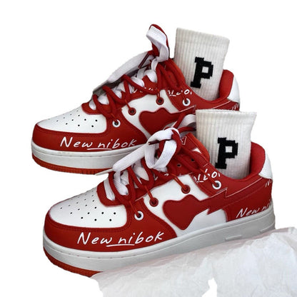 Klein Blue Niche Design Love Casual Sneakers Female Ins Hong Kong Style College Trend All-match Student Sneakers