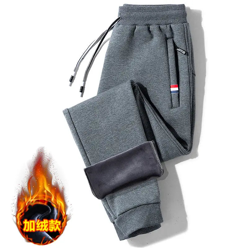 Autumn And Winter New Casual Pants Men's Fleece Thickened Warm Solid Color Pants Men's Sweatpants Trousers Loose Lamb Velvet Tide