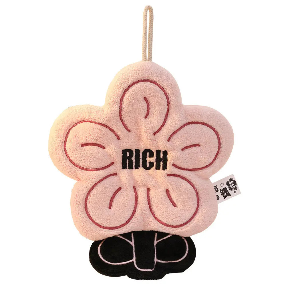 Prosperity Flower Hanging Hand Towel – Soft Plush Lucky Blossom Towel