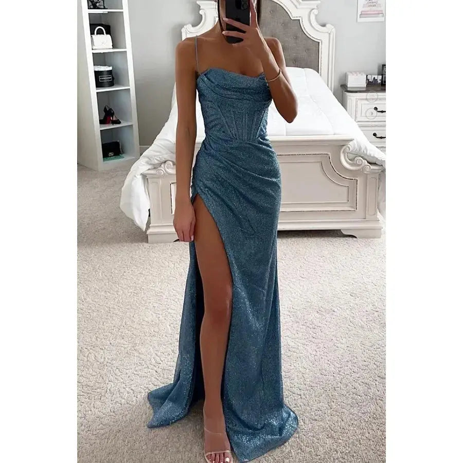 Cross-border Women Fashion Sexy Amazon European And American Temu Hot Dress Long Dress Banquet Evening Dress Dress
