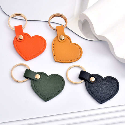Fashion Leather Love Key Chain Pendant Creative Color Car Accessories Small Fresh Bag Decoration Cute Heart Shape
