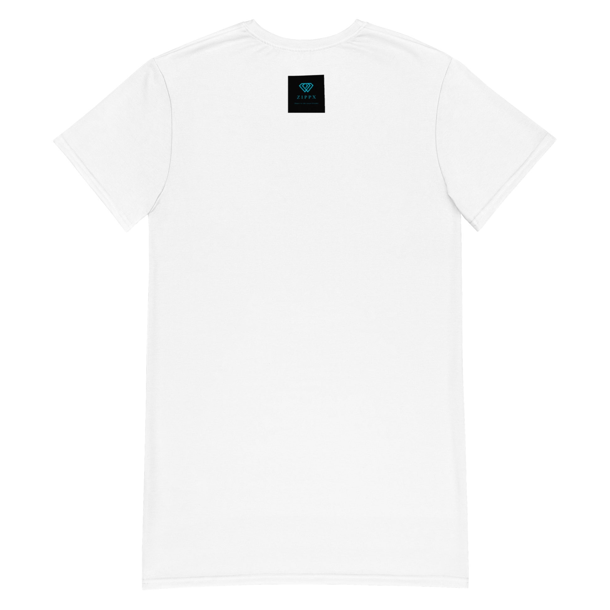 White t-shirt dress featuring a bold graphic design with sunglasses, a pink polka-dot headscarf, red lips, and a wine-pouring illustration—effortless, stylish, and perfect for confident fashion.