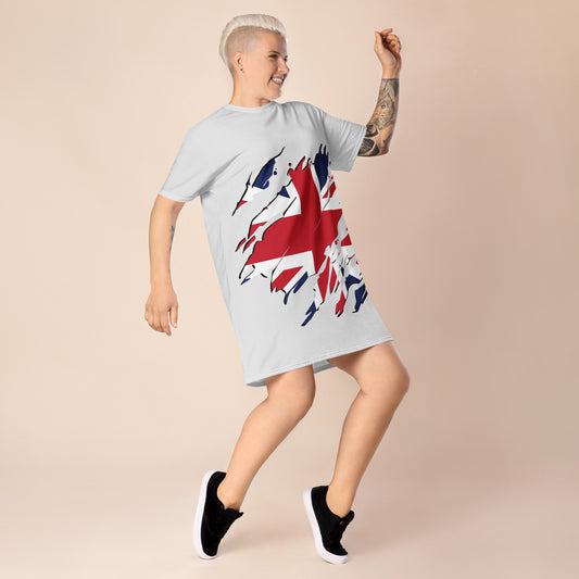 UK Flag Graphic T-Shirt Dress, Stylish, Bold & Perfect for Streetwear Fashion