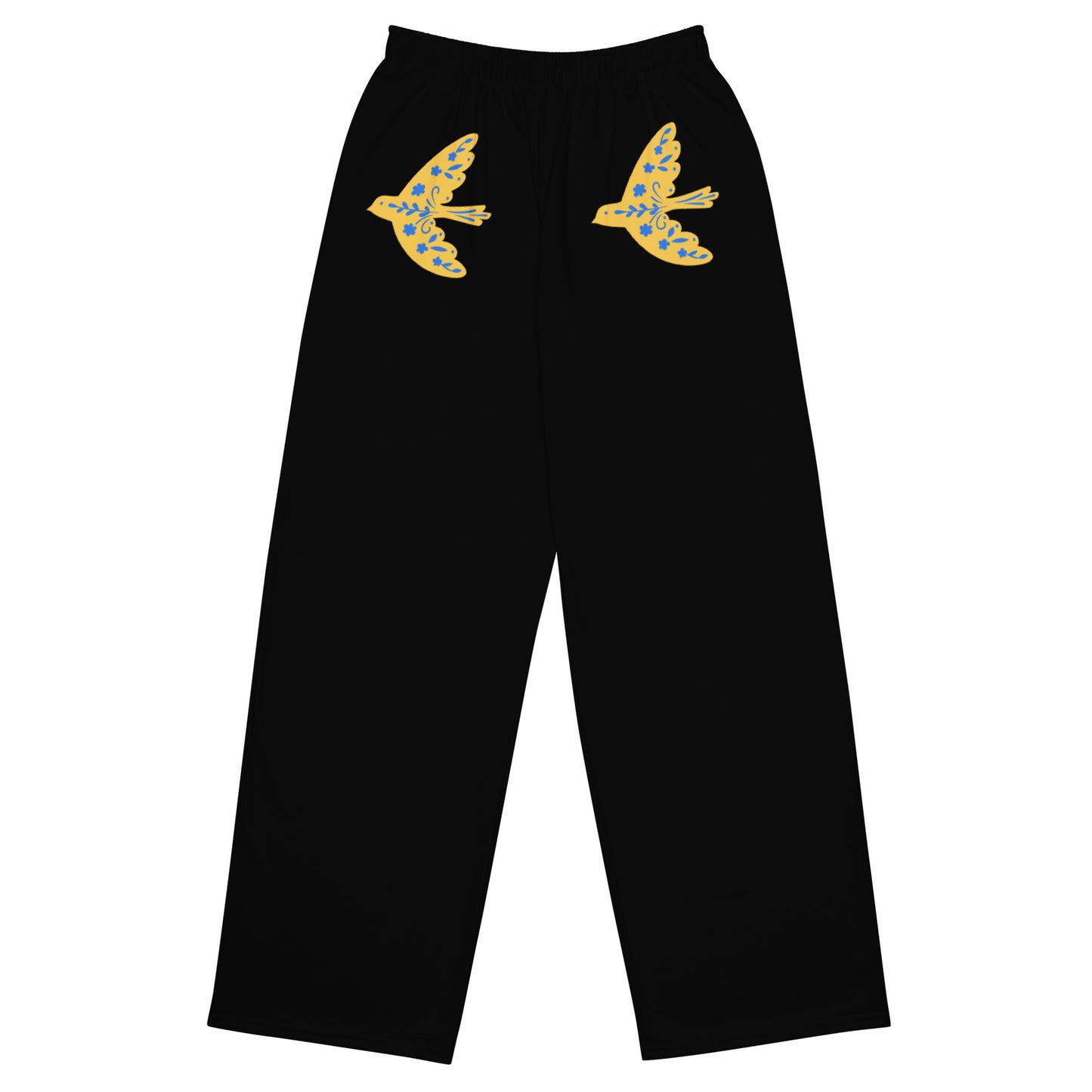 Bird Print unisex wide-leg pants
