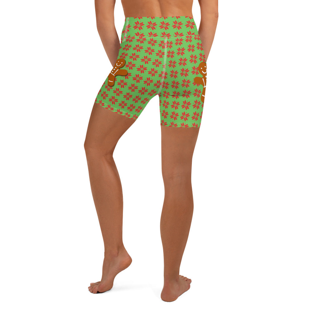 Christmas Print Yoga Shorts