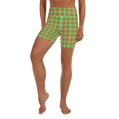 Christmas Print Yoga Shorts