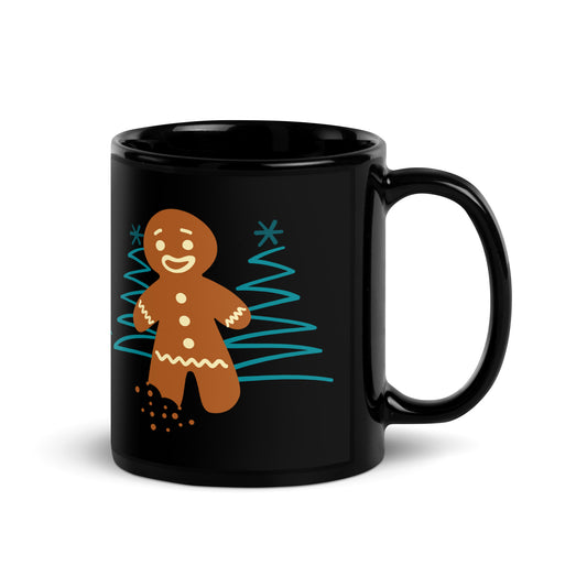 Office Christmas Print Black Glossy Mug