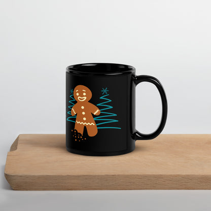 Office Christmas Print Black Glossy Mug