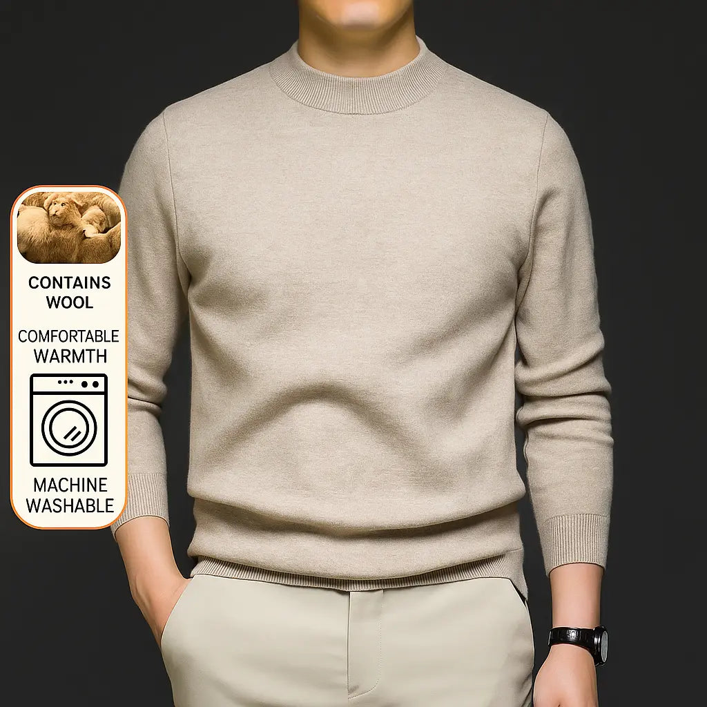 Men’s Premium Wool-Blend Winter Knit – Soft Warm Crew Neck Sweater ZIPPX