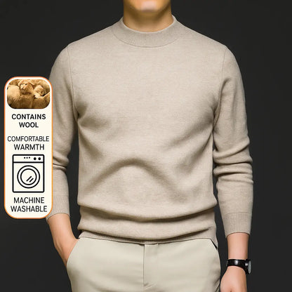 Men’s Premium Wool-Blend Winter Knit – Soft Warm Crew Neck Sweater ZIPPX