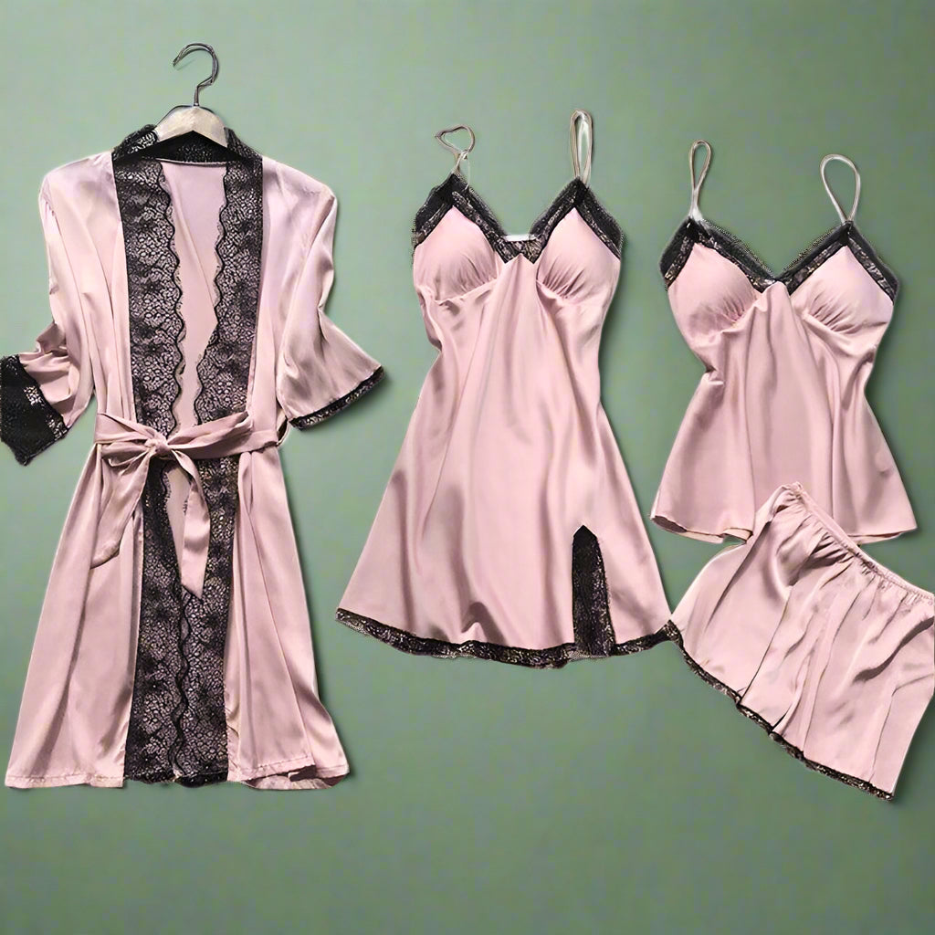 Women’s sleepwear collection featuring soft, breathable fabrics, stylish designs, and versatile options for lounging or bedtime—comfortable, chic, and perfect for every size.
