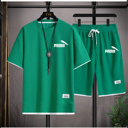 Green breathable fabric with textured grid-like weave, showcasing quick-drying technology and eco-friendly production—perfect for activewear and performance clothing.