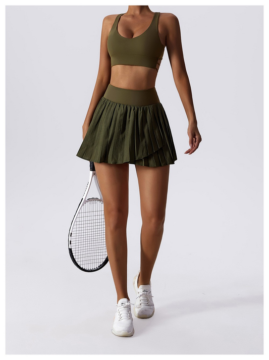 Pleated Sports Skirt with Built-In Shorts – Chic & Functional