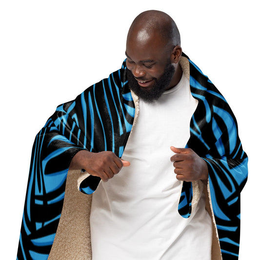 Blue Zebra print Sherpa blanket