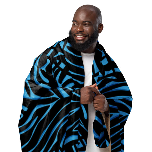 Blue Zebra print Sherpa blanket