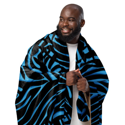 Blue Zebra print Sherpa blanket