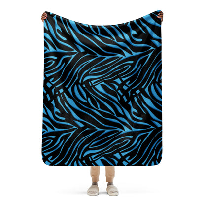 Blue Zebra print Sherpa blanket