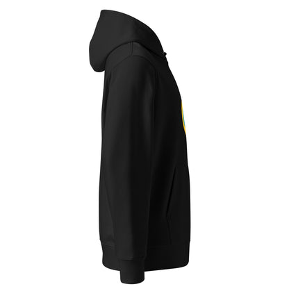 Unisex hoodie available in white, black, and navy blue, featuring a colorful hand logo design in red, orange, blue, green, and yellow, with a front pocket and adjustable metal-tipped drawstring hood—stylish, comfortable, and perfect for casual wear.
