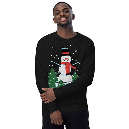 Christmas Snowman print organic raglan sweatshirt
