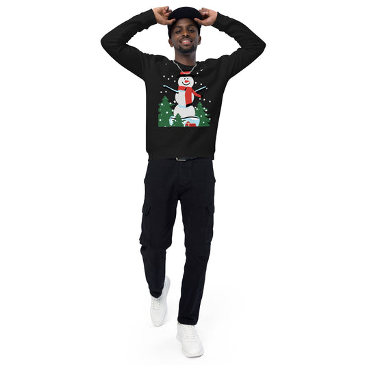 Christmas Snowman print organic raglan sweatshirt