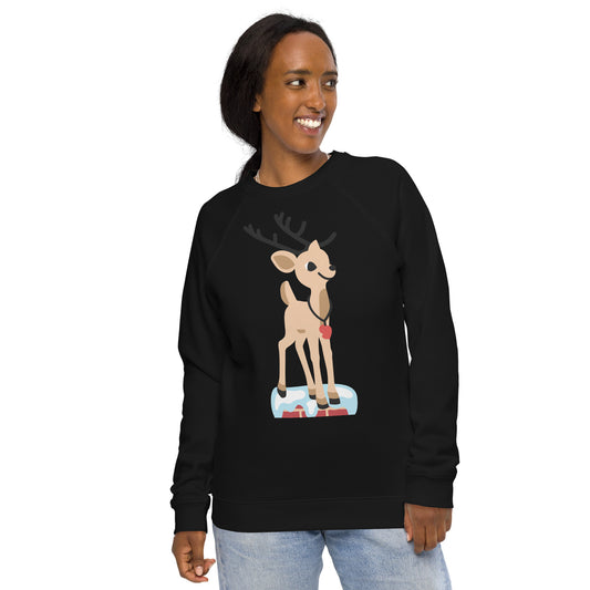 Christmas print, organic raglan sweatshirt