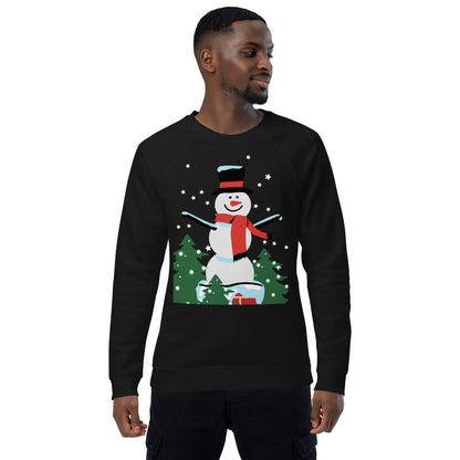 Christmas Snowman print organic raglan sweatshirt