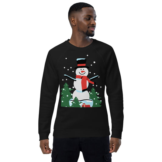 Christmas Snowman print organic raglan sweatshirt