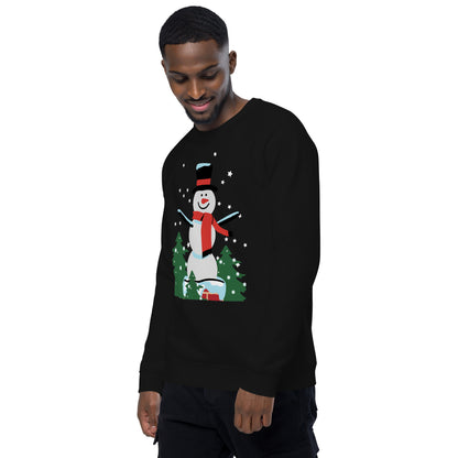 Christmas Snowman print organic raglan sweatshirt