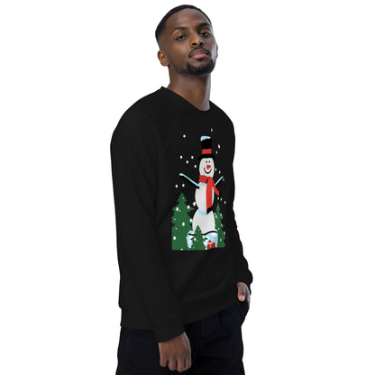 Christmas Snowman print organic raglan sweatshirt