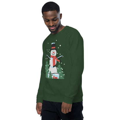 Christmas Snowman print organic raglan sweatshirt