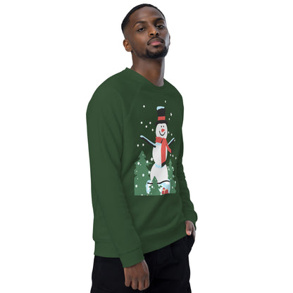 Christmas Snowman print organic raglan sweatshirt