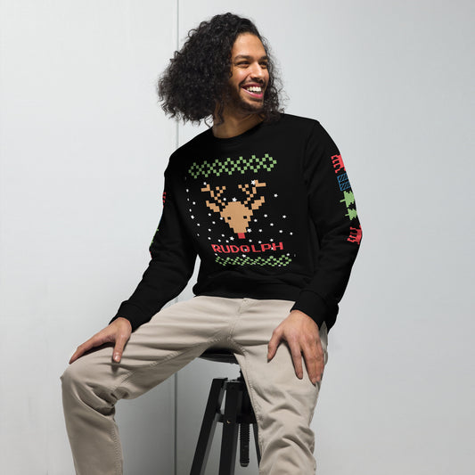 Christmas Rudolph print, organic sweatshirt