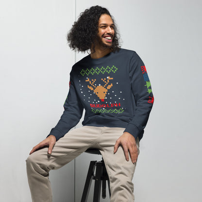 Christmas Rudolph print, organic sweatshirt