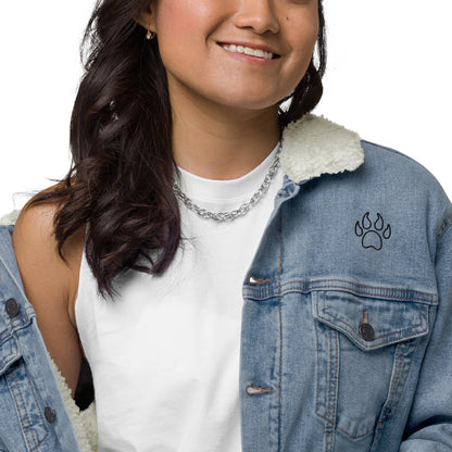Bear Paw print, Denim Sherpa Jacket