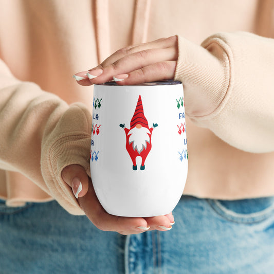 Festive Gnome Wine Tumbler, Insulated, Stylish & Perfect for Holiday Sips