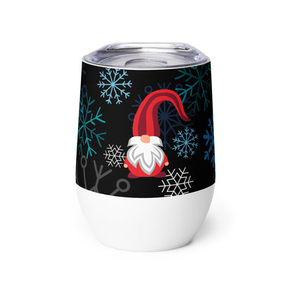 Festive Gnome Wine Tumbler Insulated, Stylish & Perfect for Holiday Cheers
