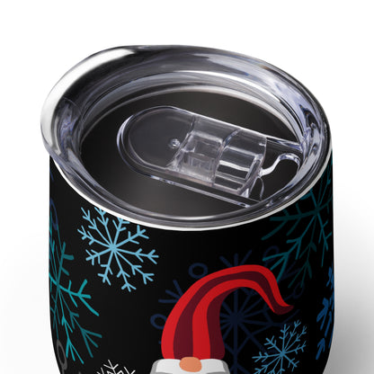 Festive Gnome Wine Tumbler Insulated, Stylish & Perfect for Holiday Cheers