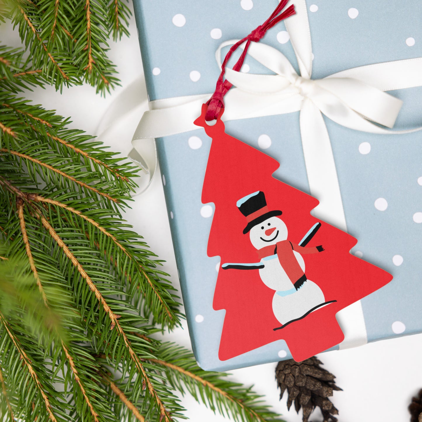 Christmas print, Wooden ornaments